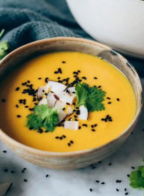 Crema de calabaza y coco al curry