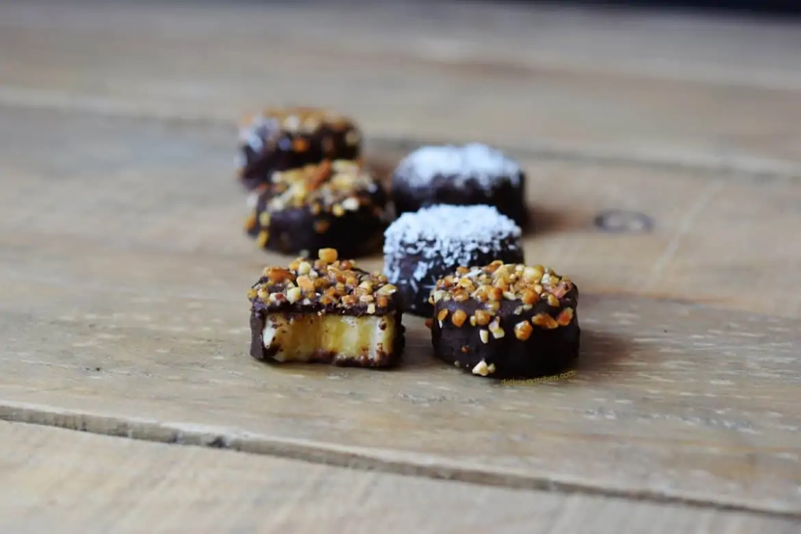 Bocaditos de platano con chocolate