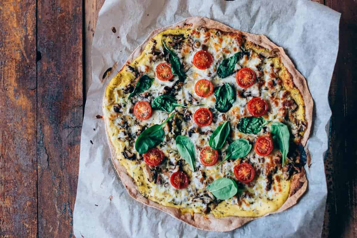 Pizza Vegetariana Con Crema De Calabaza Y Shiitake