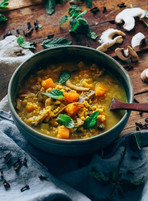 Sopa de lentejas y mijo. Receta saludable