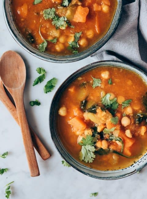 Sopa de boniato y garbanzos al Ras el hanout