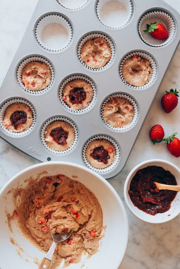 Muffins de fresa veganos 2