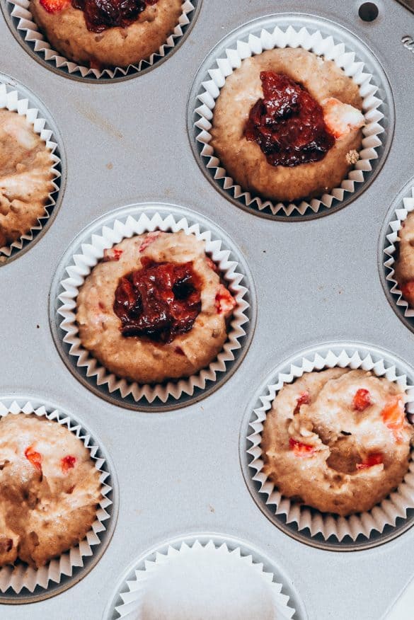 Muffins de fresa veganos 3