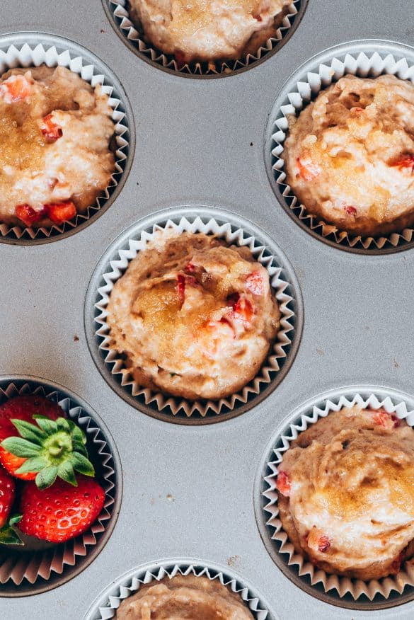 Muffins de fresa veganos 4