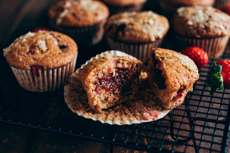 Muffins veganos de fresa