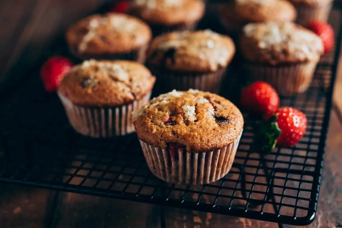 Muffins de fresa veganos