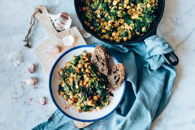 como hacer espinacas con garbanzos