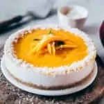 Tarta fría de coco y mango sin horno