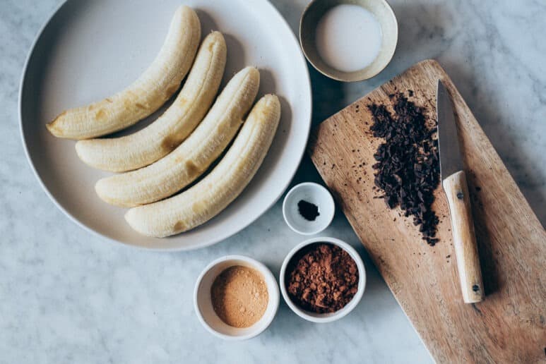 Ingredientes helado de banana casero