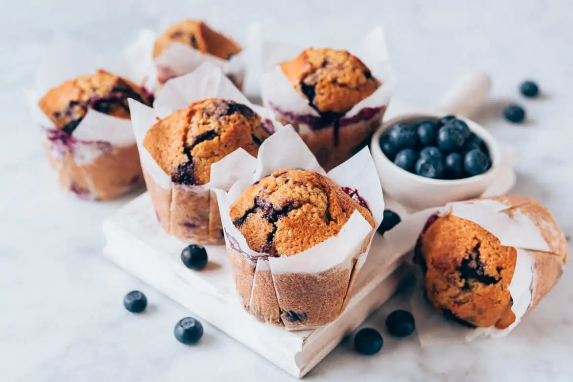 Muffins de arándanos. Receta fácil y sana