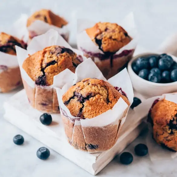 Muffins de arándanos. Receta fácil y sana