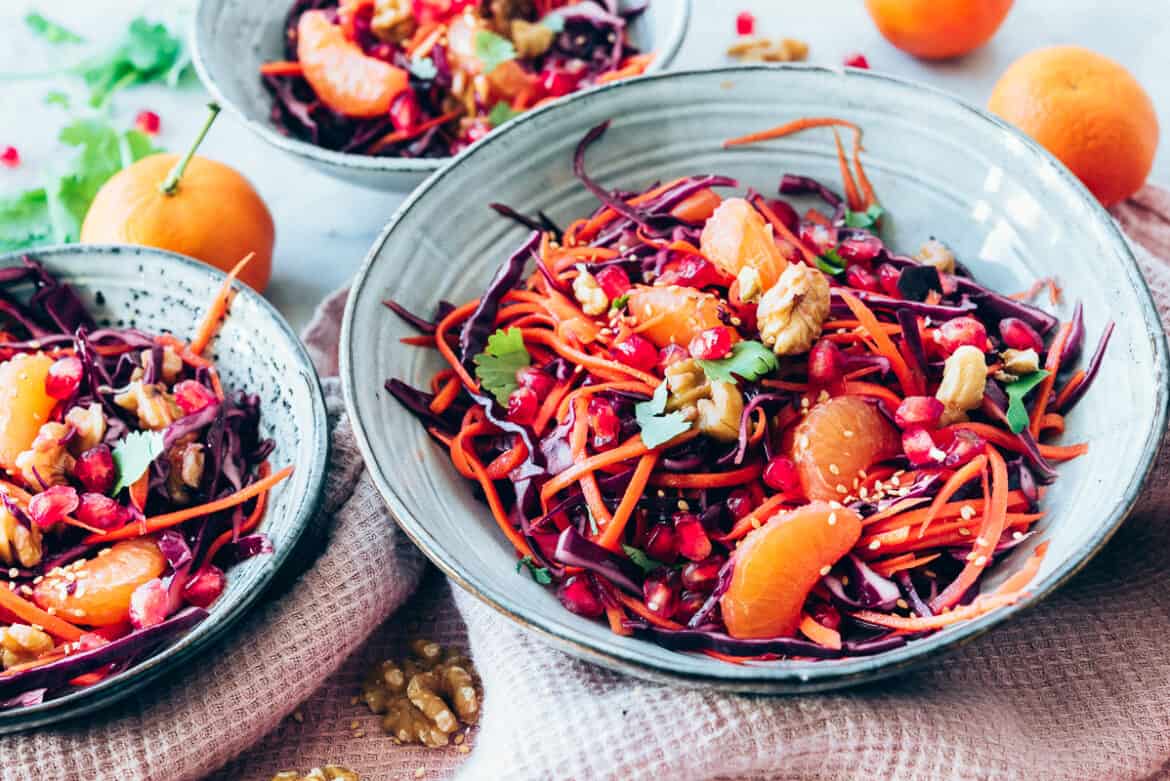 Ensalada de lombarda, zanahoria y mandarina