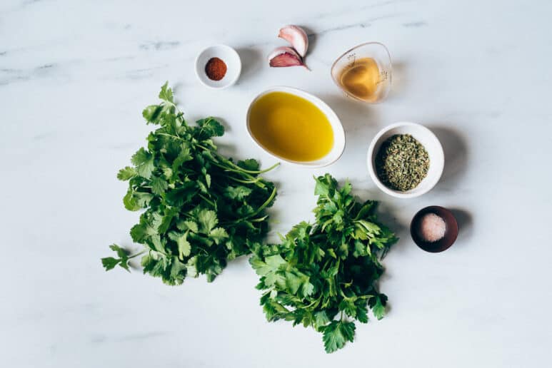 Ingredientes chimichurri casero